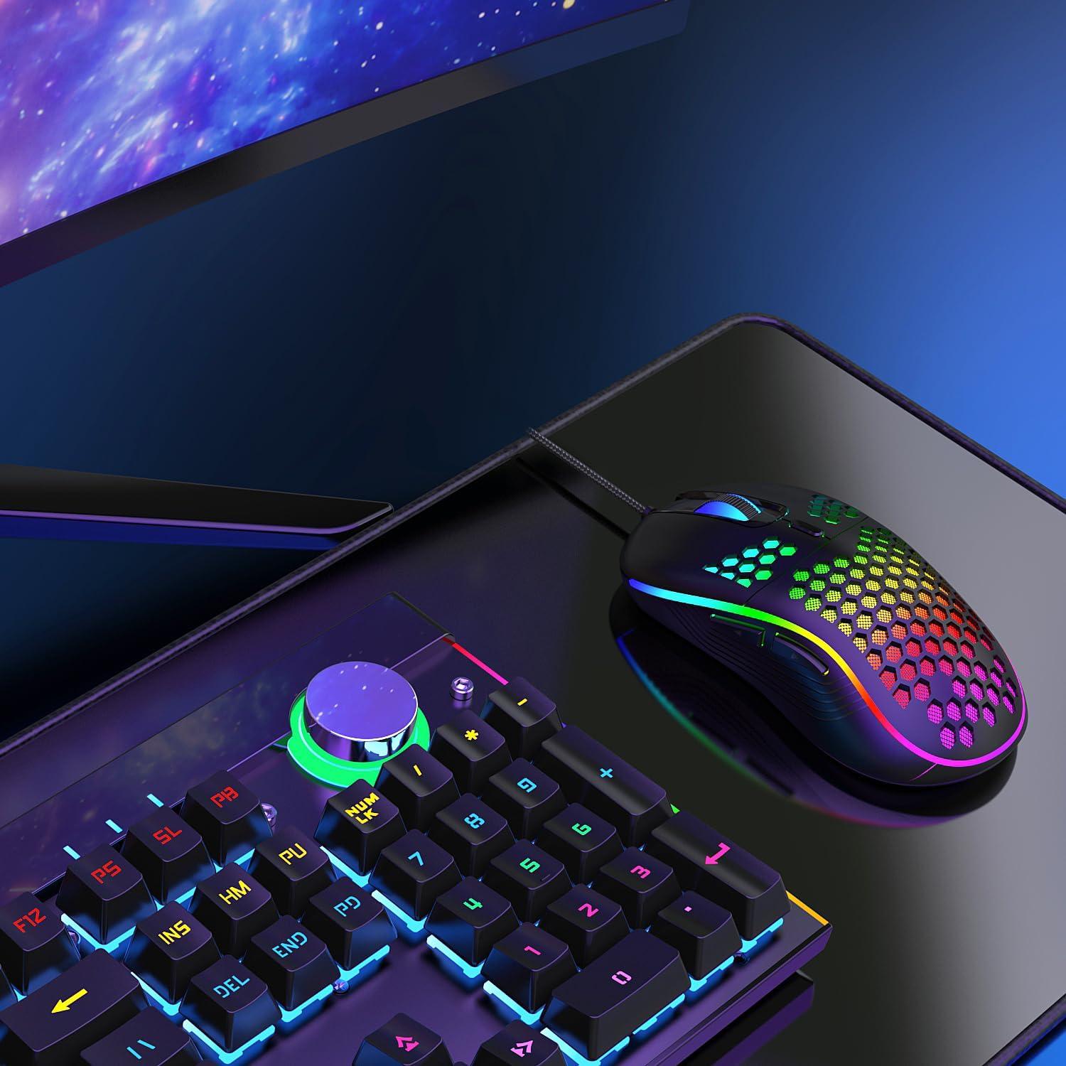 Ratón Gaming JYCSTE Ergonómico con Cable RGB 6 Botones