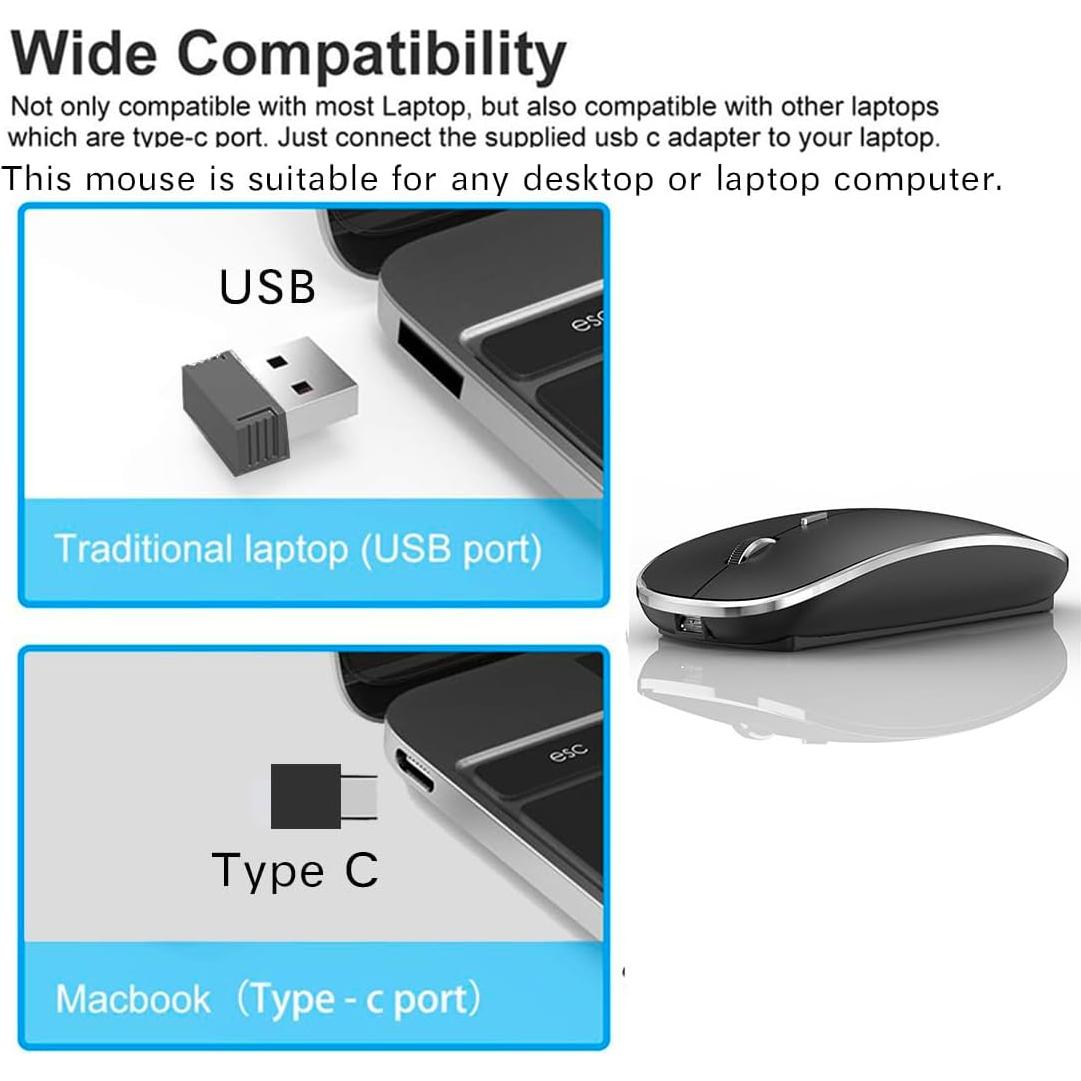 Ratón Inalámbrico JETTA Recargable 1600 DPI para Laptop y PC