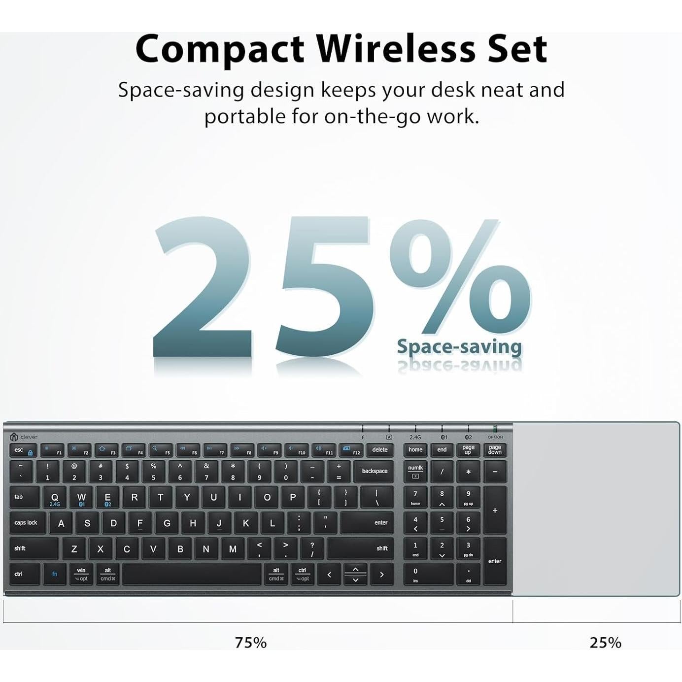 Combo Teclado y Ratón Inalámbricos iClever DK05 USB-C Recargable