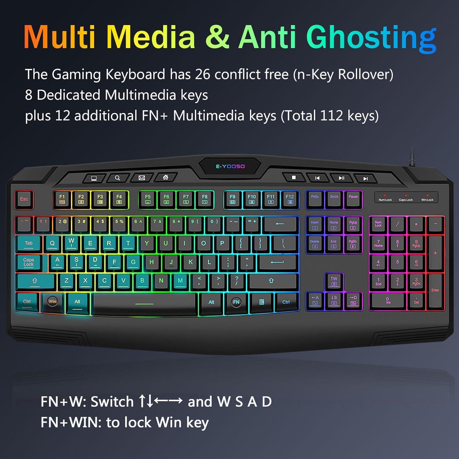 Combo Teclado y Ratón Gaming E-YOOSO RGB 104 Teclas 3200 DPI