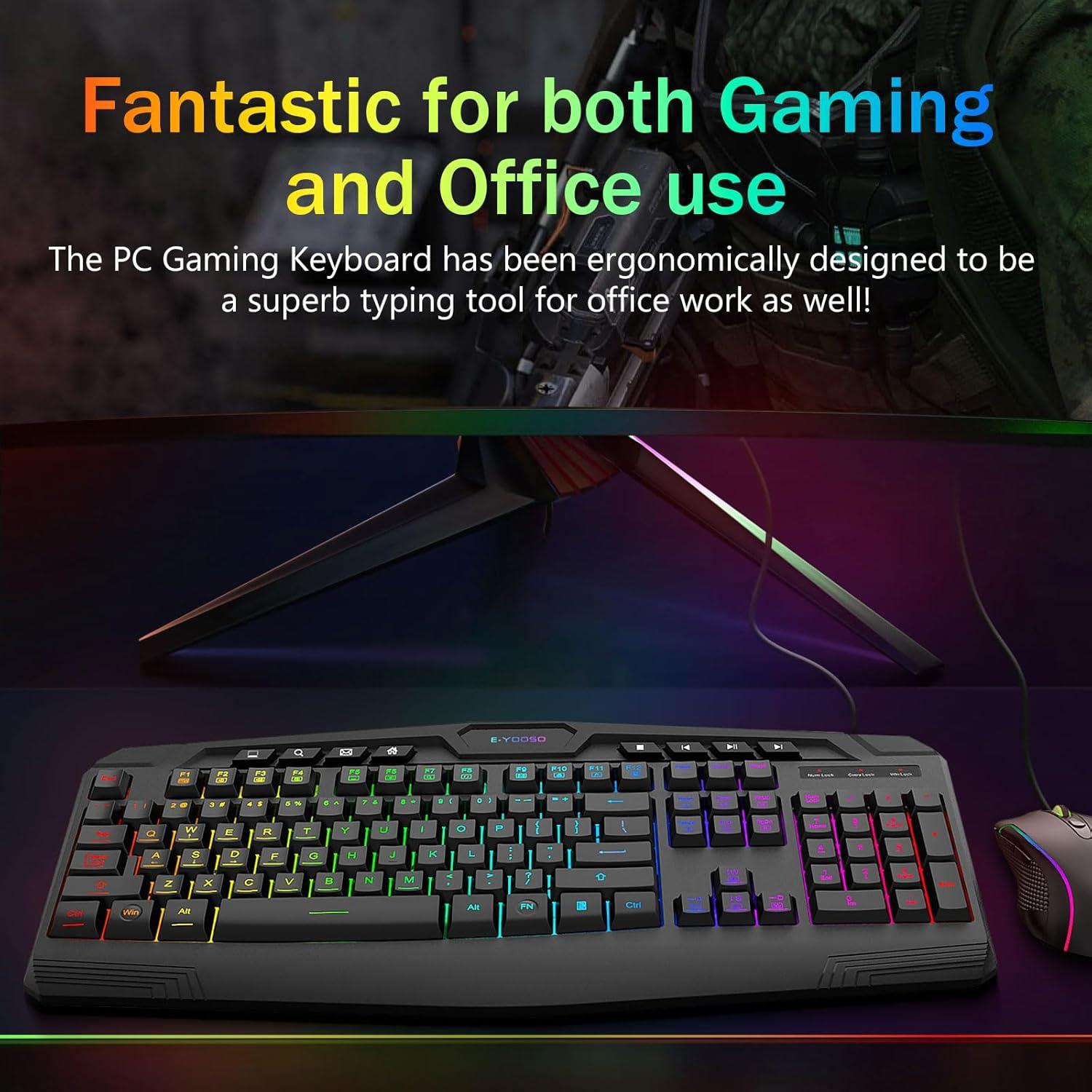 Combo Teclado y Ratón Gaming E-YOOSO RGB 104 Teclas 3200 DPI