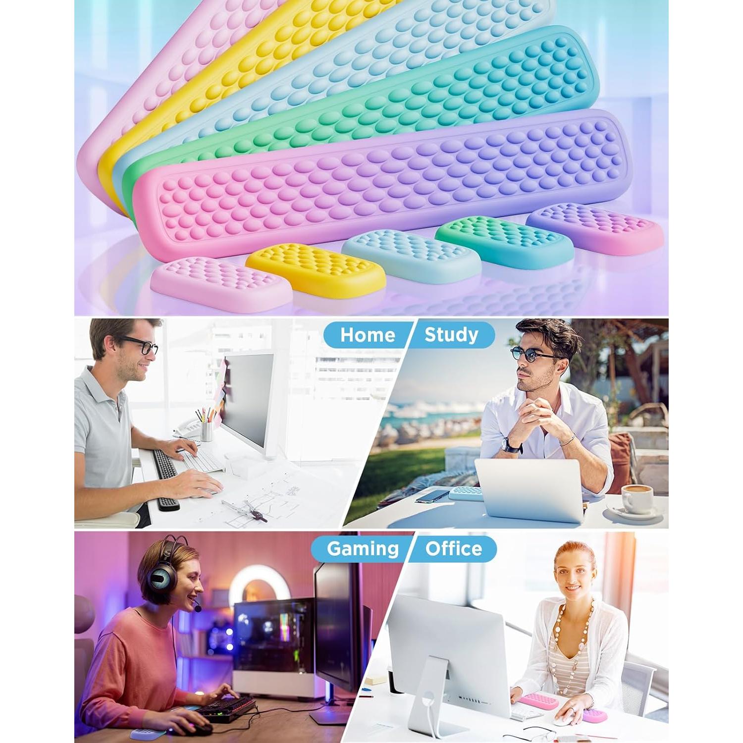 Reposamuñecas Lekvey Ergonómico de Espuma de Memoria Verde Azul