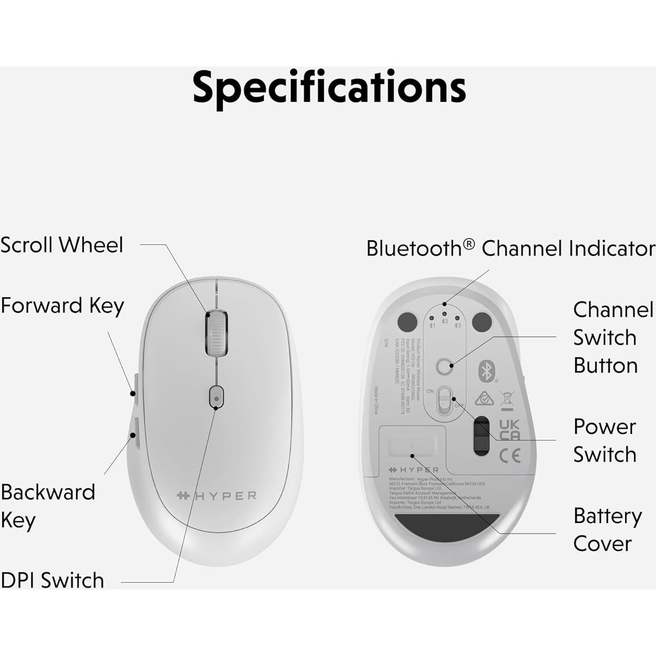 Ratón Inalámbrico HyperSpace Bluetooth 5.0 Ergonómico 142g