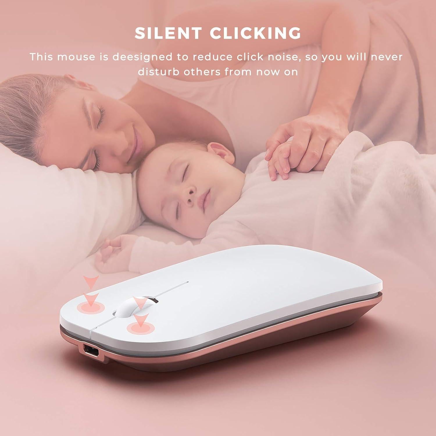 Combo Teclado y Ratón Inalámbricos Seenda Rosa Oro Slim