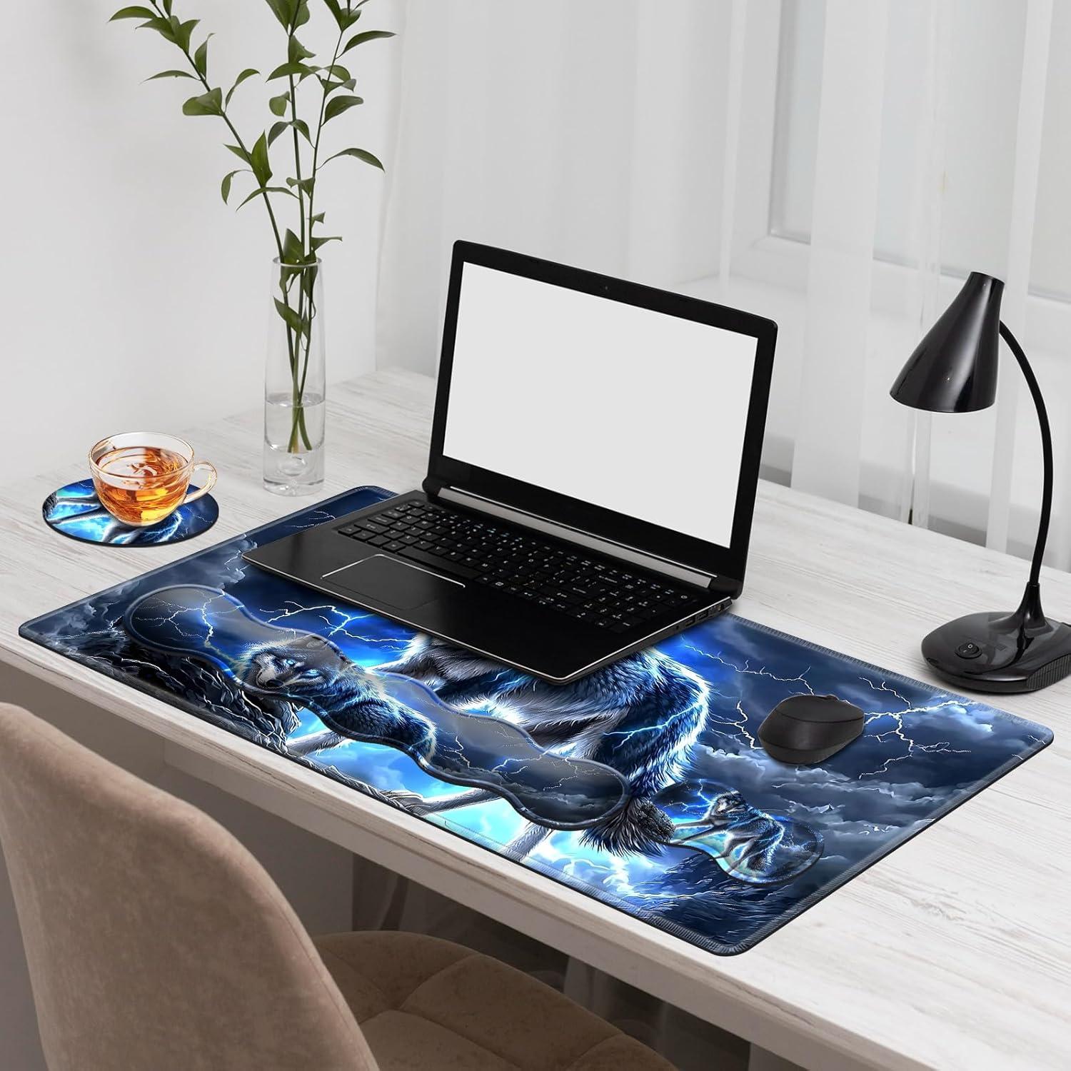 Juego de Alfombrillas 4 en 1 Ergonómicas Tudguiloae Lobo Azul