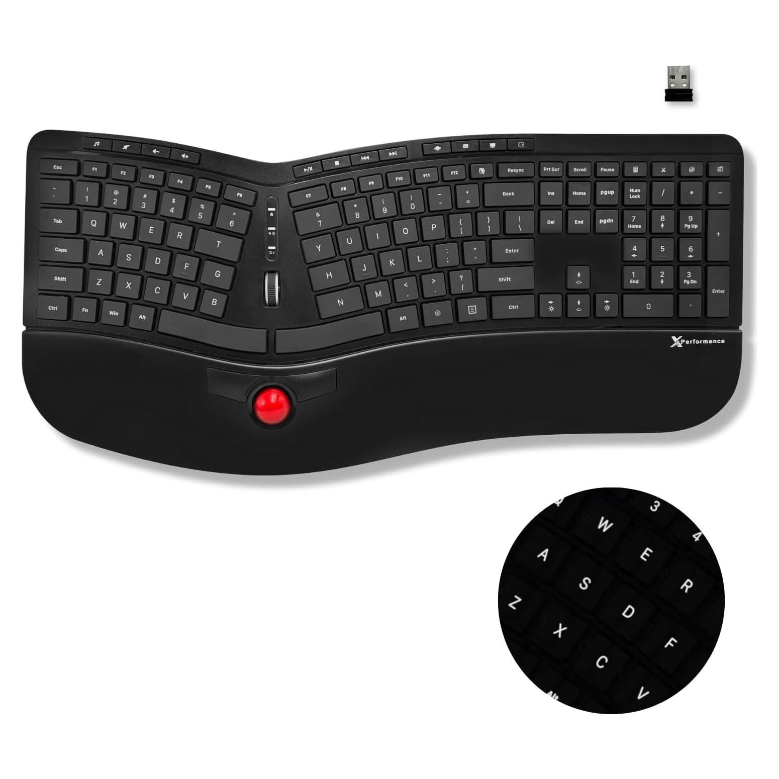 Teclado Inalámbrico Ergonómico X9 Performance con Trackball