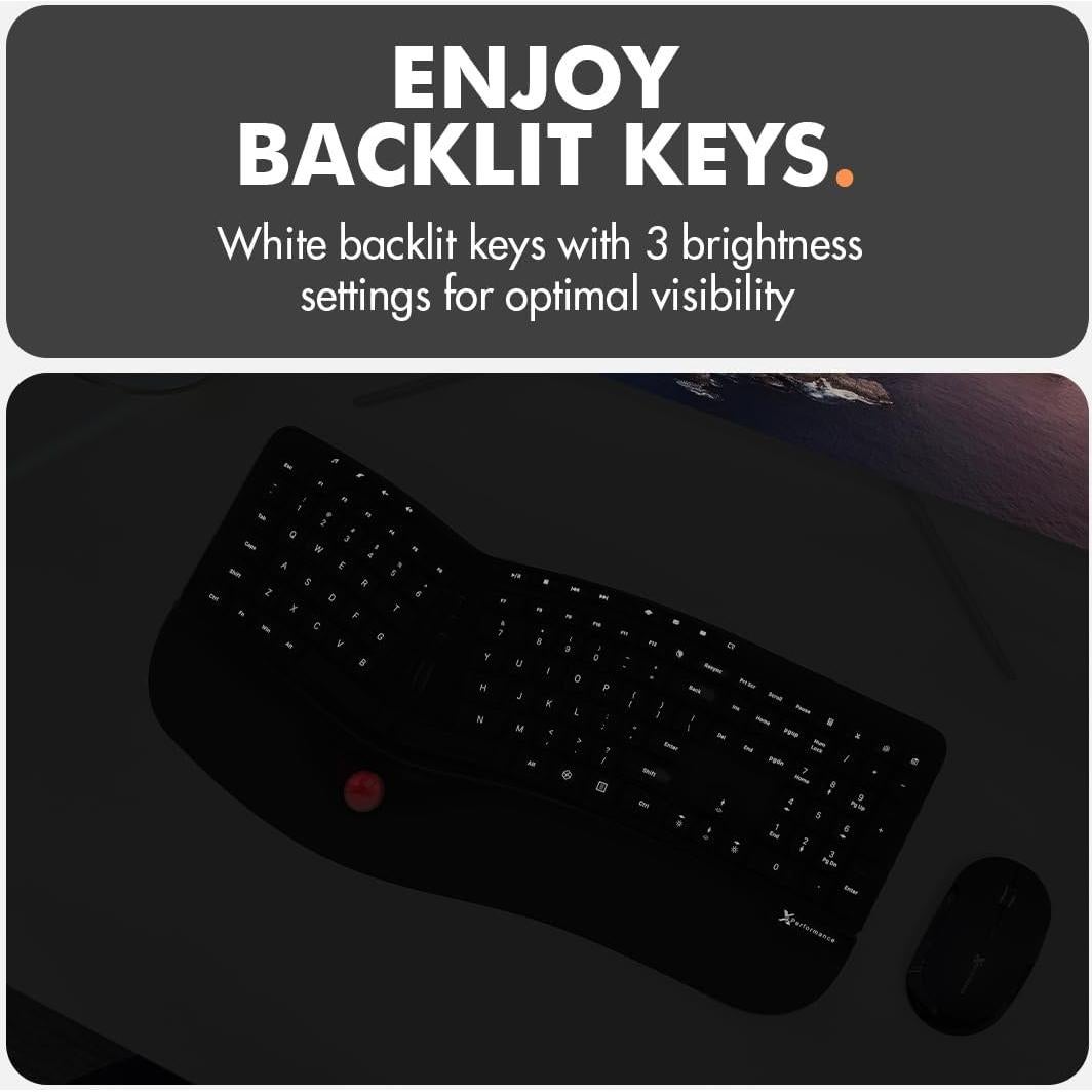 Teclado Inalámbrico Ergonómico X9 Performance con Trackball