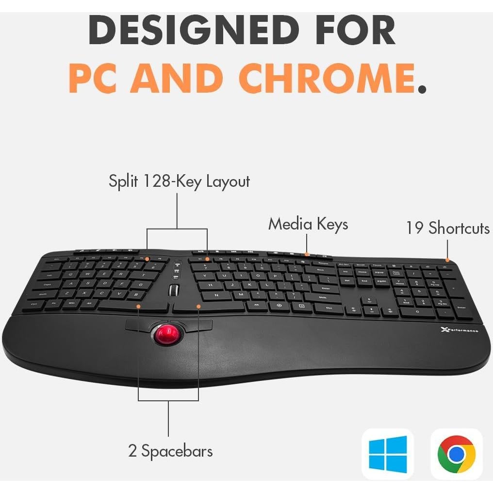 Teclado Inalámbrico Ergonómico X9 Performance con Trackball