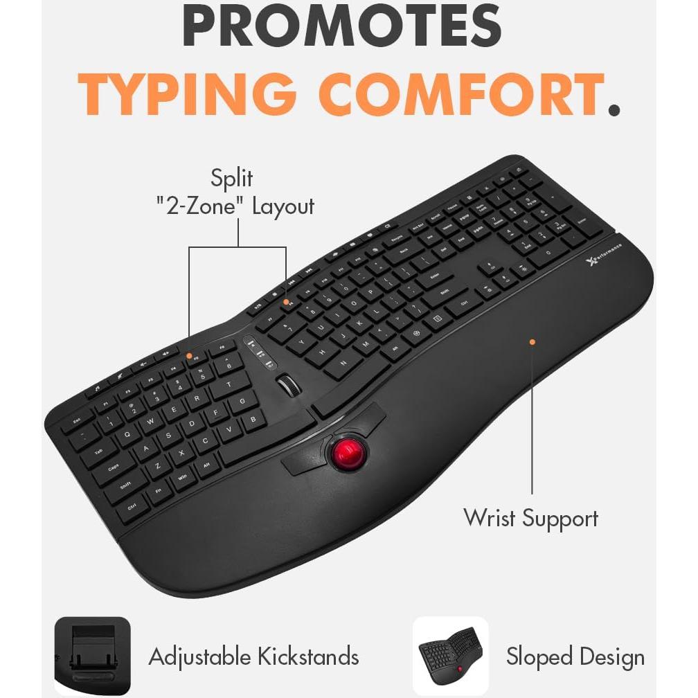 Teclado Inalámbrico Ergonómico X9 Performance con Trackball