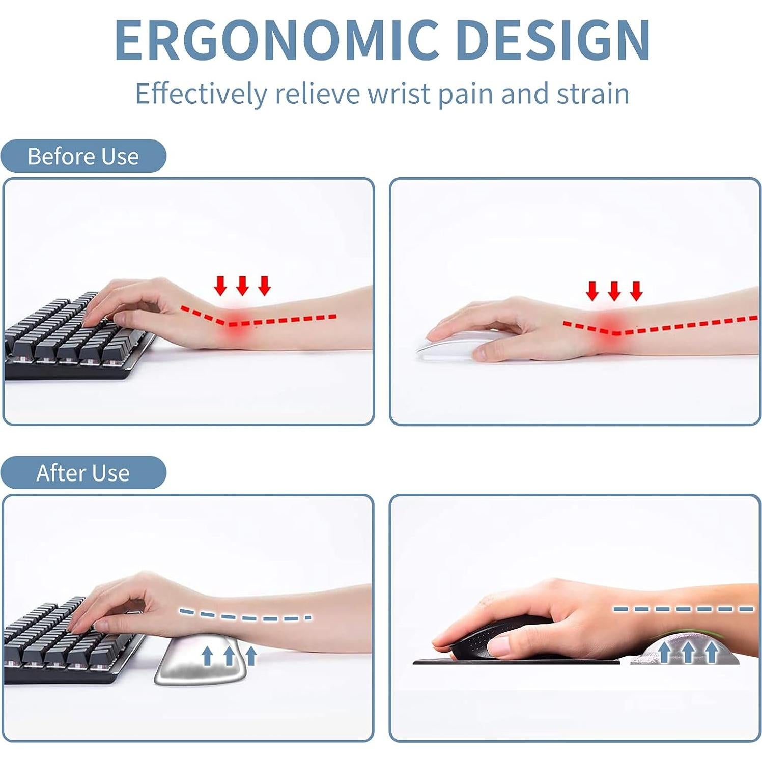 Conjunto Reposamuñecas Ergonómico BVDIKMI 4 en 1 Espuma Viscoelástica