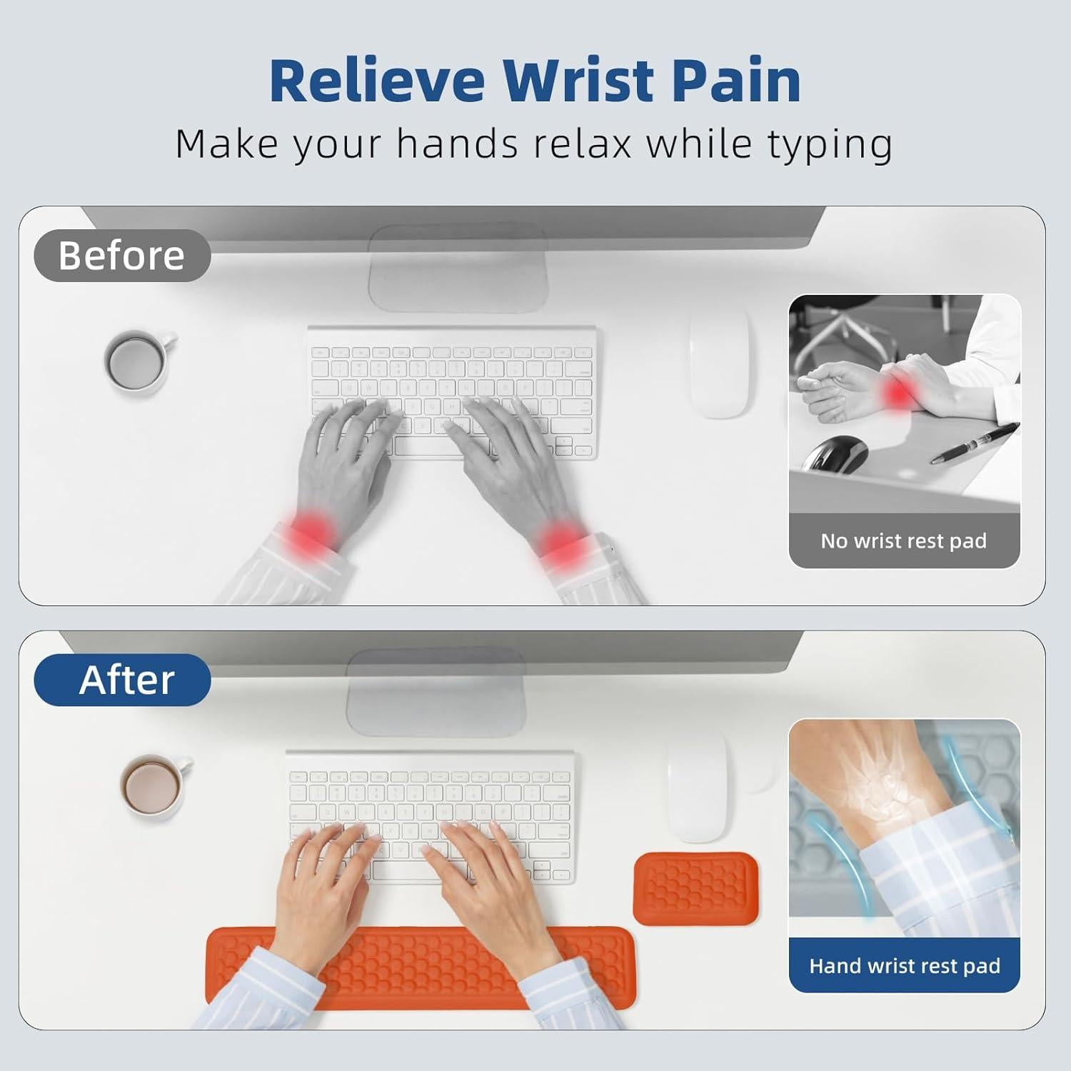 Reposap Muñeca Ergonómico COUKASO Naranja Hermes - Espuma Viscoelástica