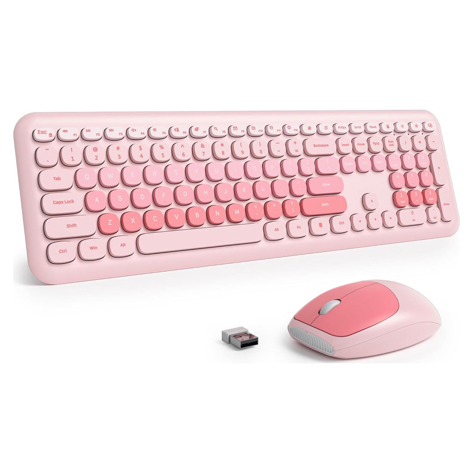Combo Teclado y Ratón Inalámbrico Silencioso GTSP Rosa