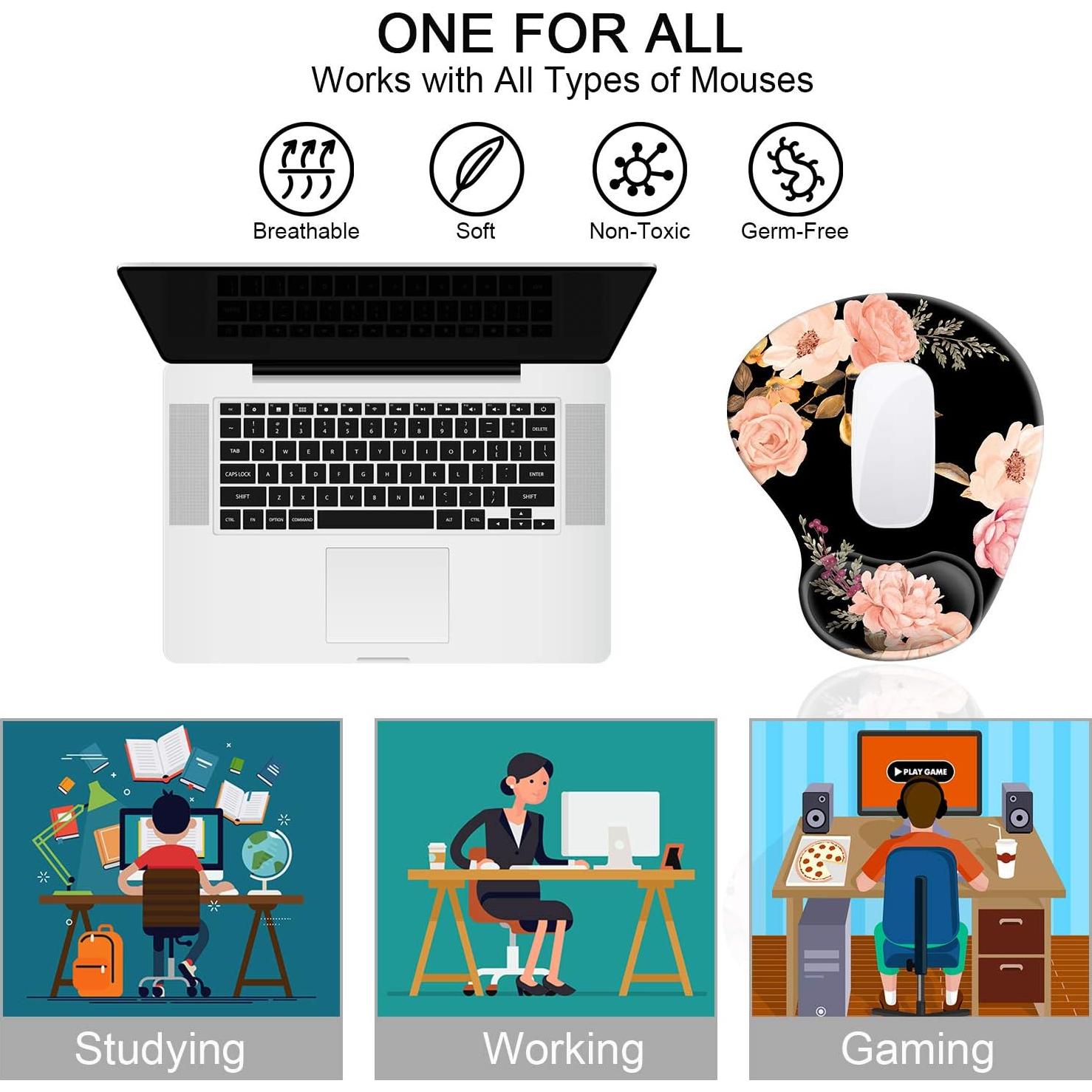 Alfombrilla de Ratón Ergonómica HOMKUMY con Soporte de Gel