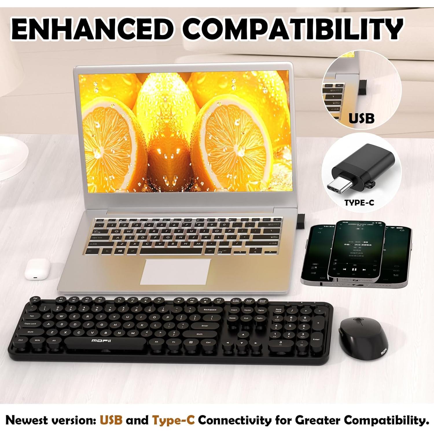 Combo Teclado y Ratón Inalámbrico MOFII 104 Teclas Negro