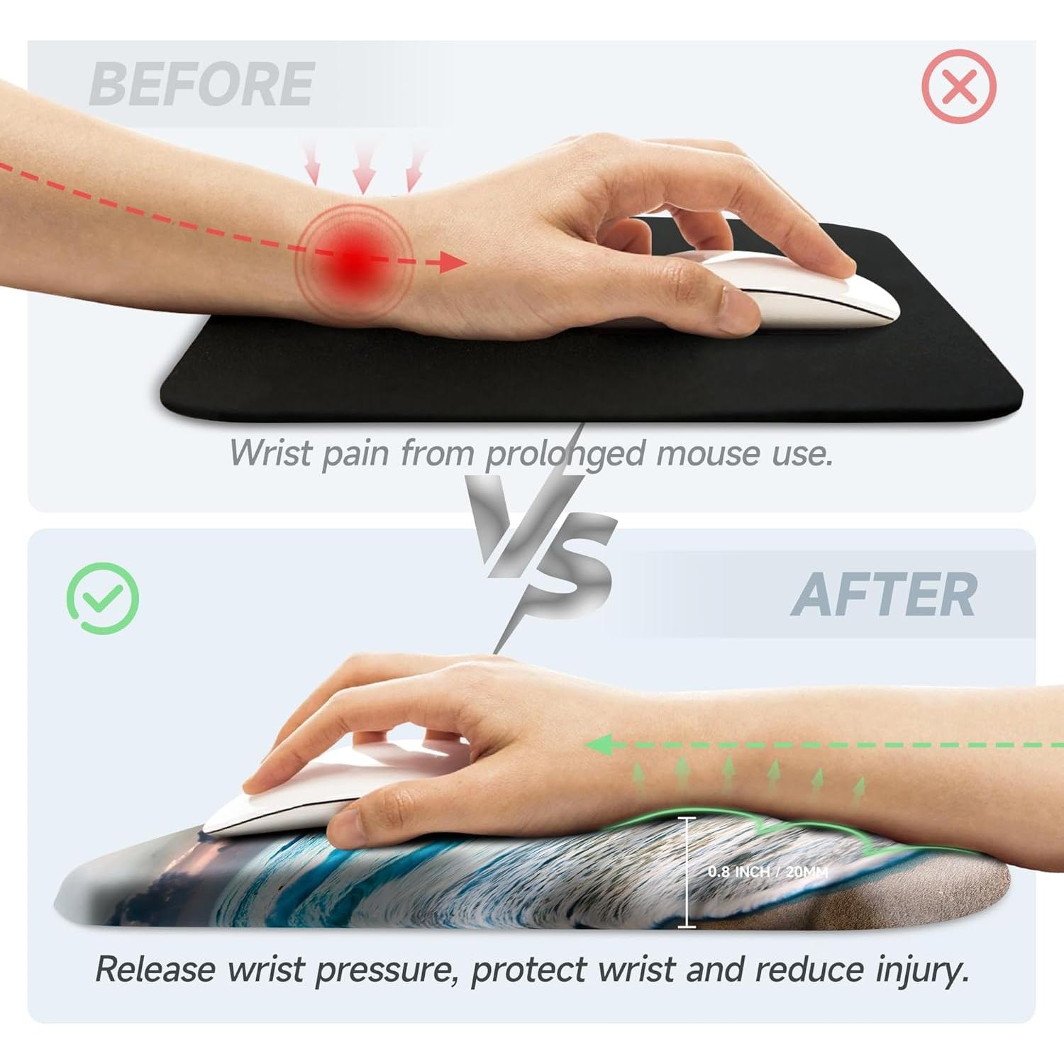 Alfombrilla de Ratón Ergonómica Tubdic con Soporte Playa