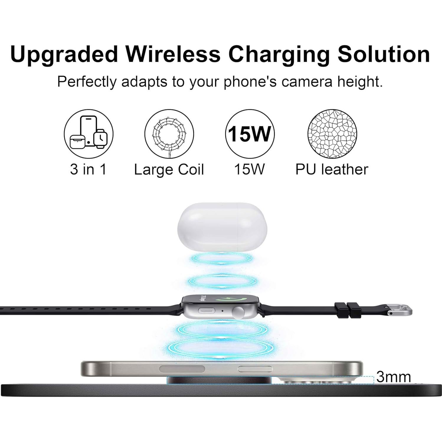 Alfombrilla de Carga Inalámbrica 15W VIVIYA con Soporte Ergonómico