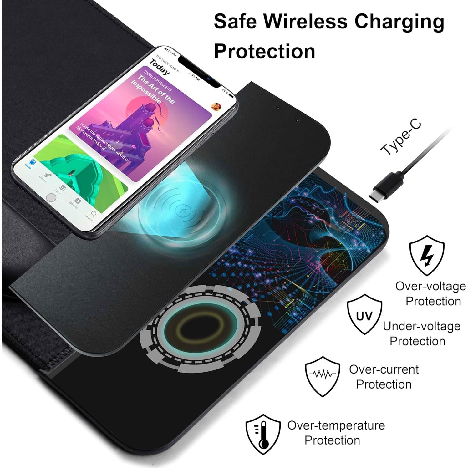 Alfombrilla de Carga Inalámbrica 15W VIVIYA con Soporte Ergonómico