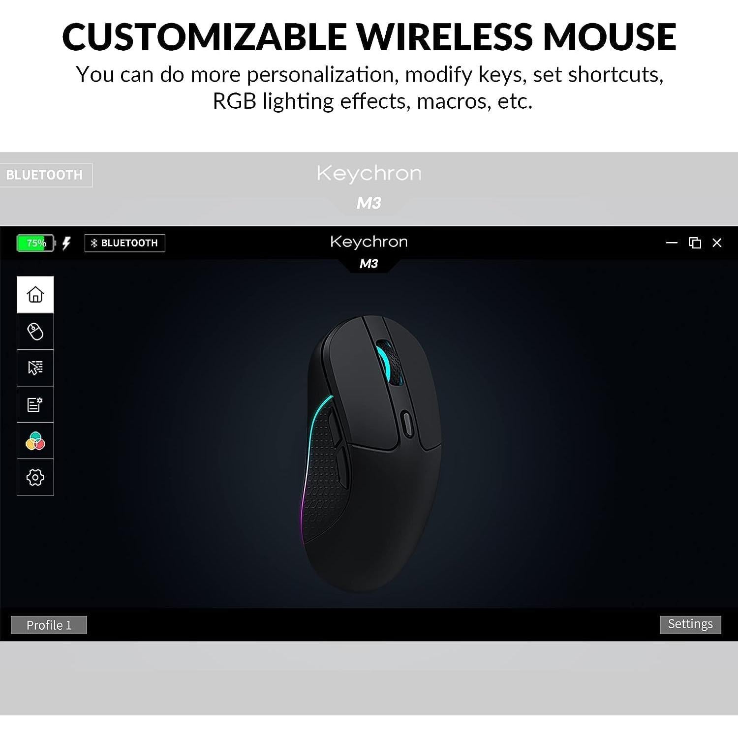 Mouse Óptico Gaming Inalámbrico Keychron M3 - 4000Hz, Negro