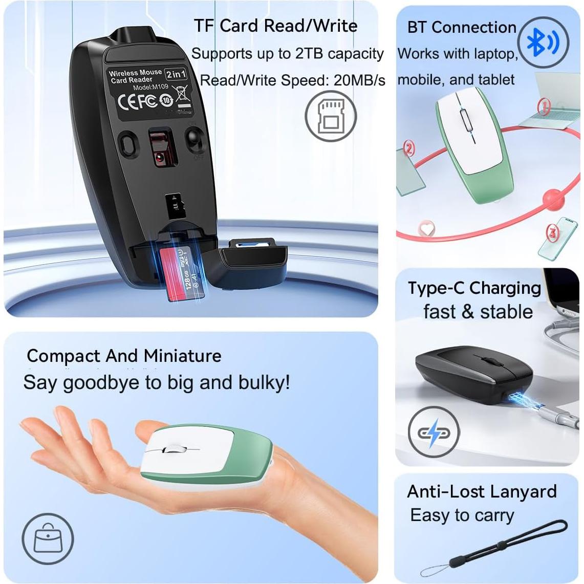 Ratón Inalámbrico Mini SHARE SUNSHINE Verde con Lector TF