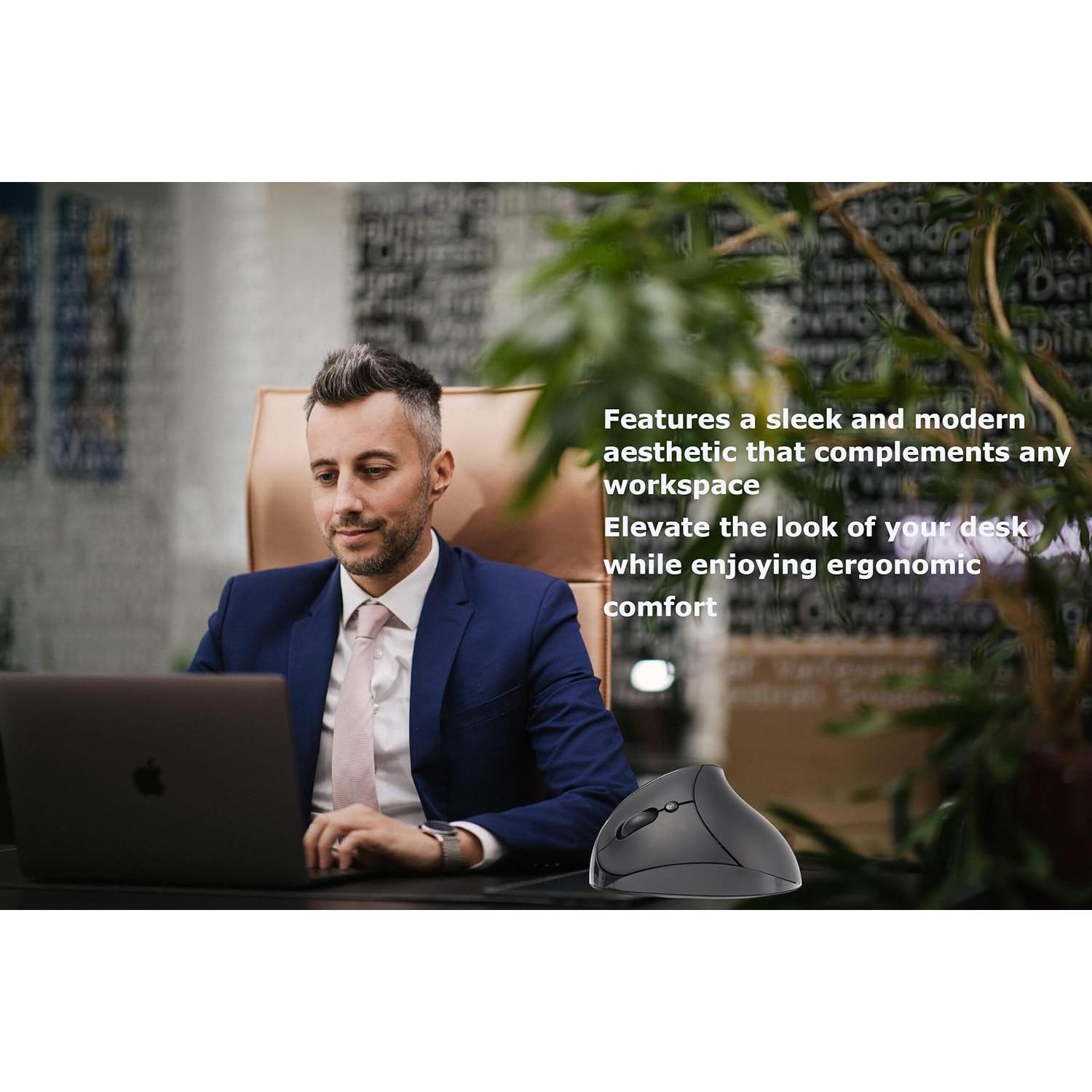 Ratón Inalámbrico Ergonómico Vertical para Zurdos TECCOEUS Negro