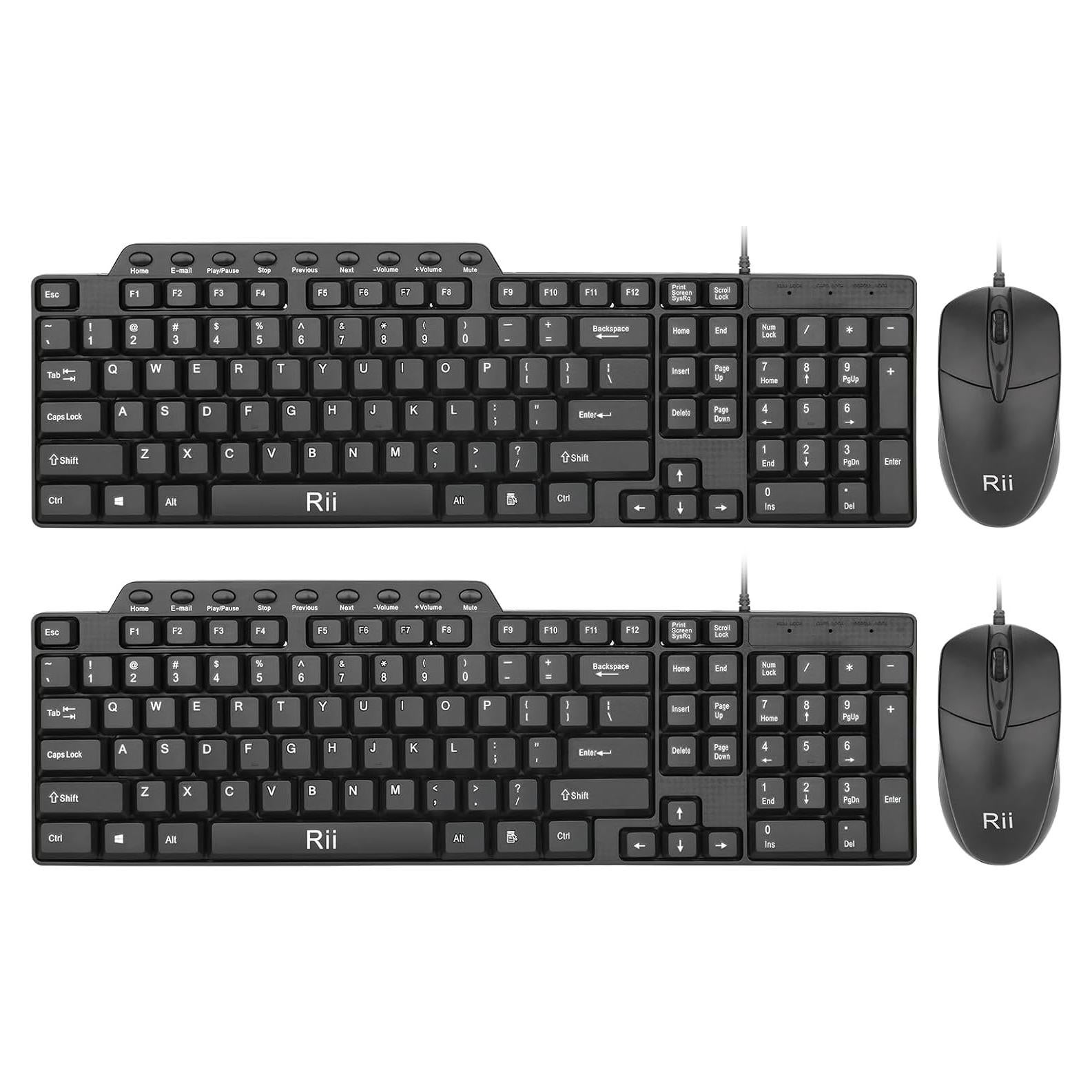 Conjunto Teclado y Ratón Rii RK203 USB Slim 2 Pack