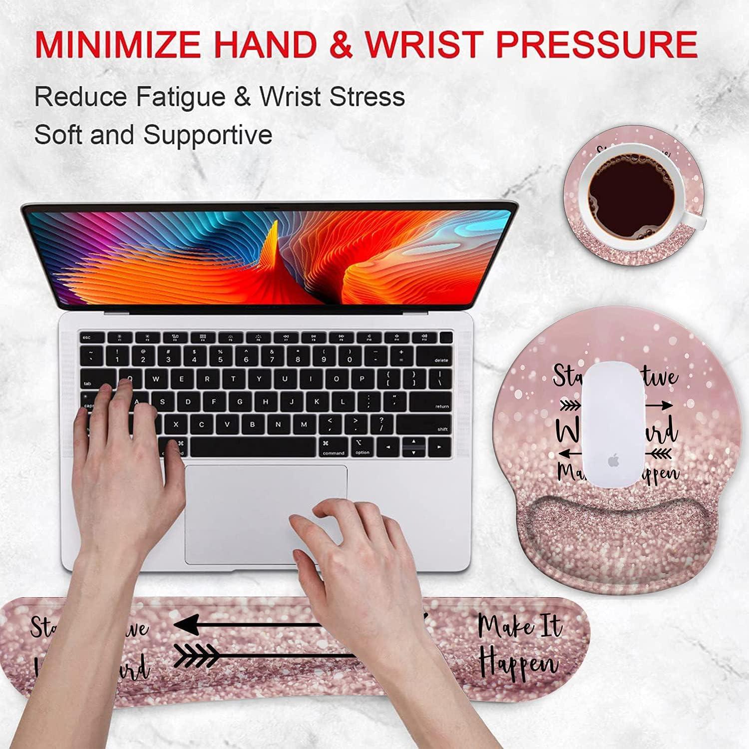 Soporte de Muñeca y Alfombrilla Ergonómica Yuxcfhjfe Rosa