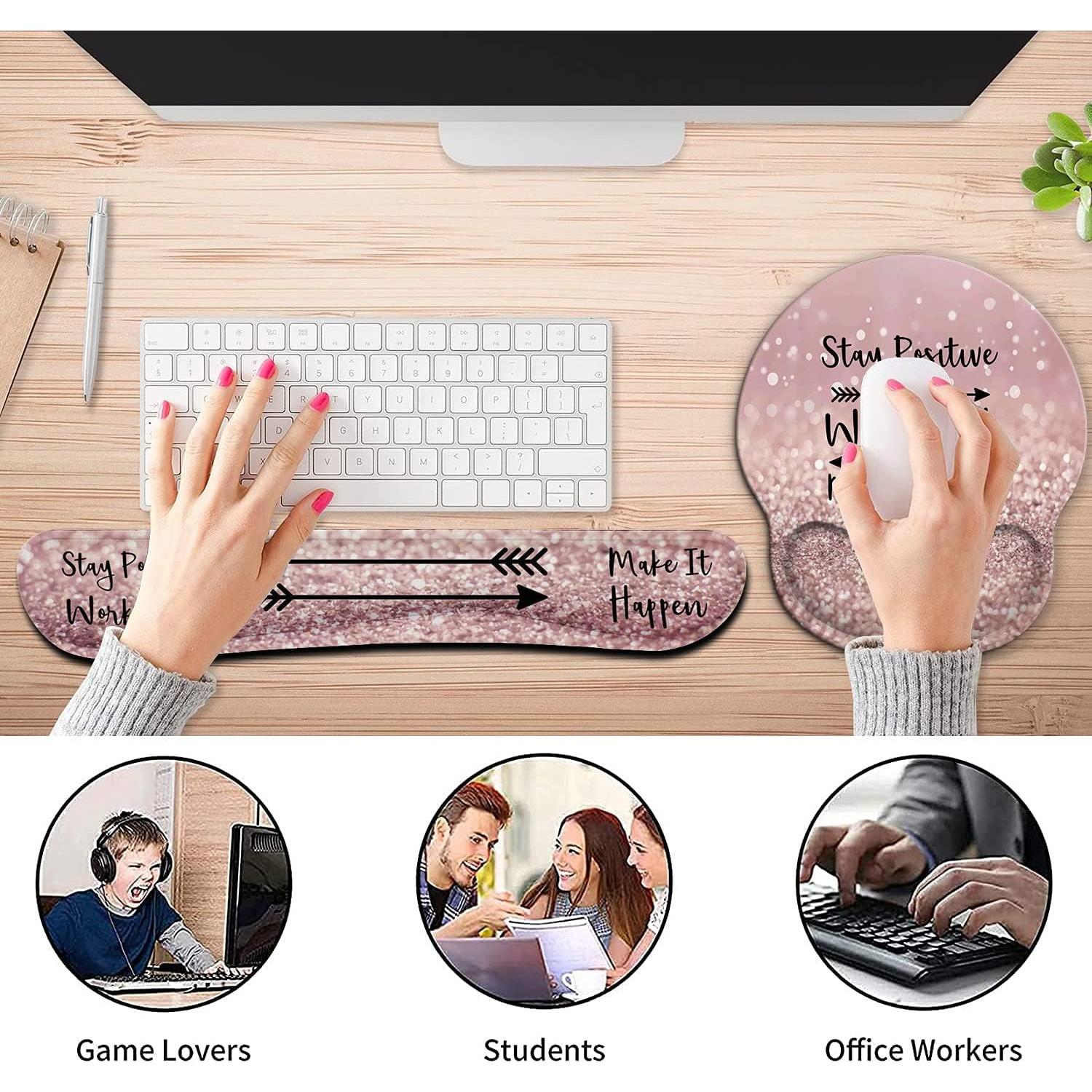 Soporte de Muñeca y Alfombrilla Ergonómica Yuxcfhjfe Rosa