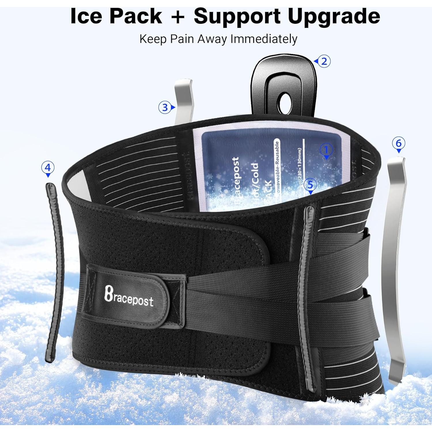 Faja Soporte Lumbar Bracepost XXL con Hielo Reutilizable