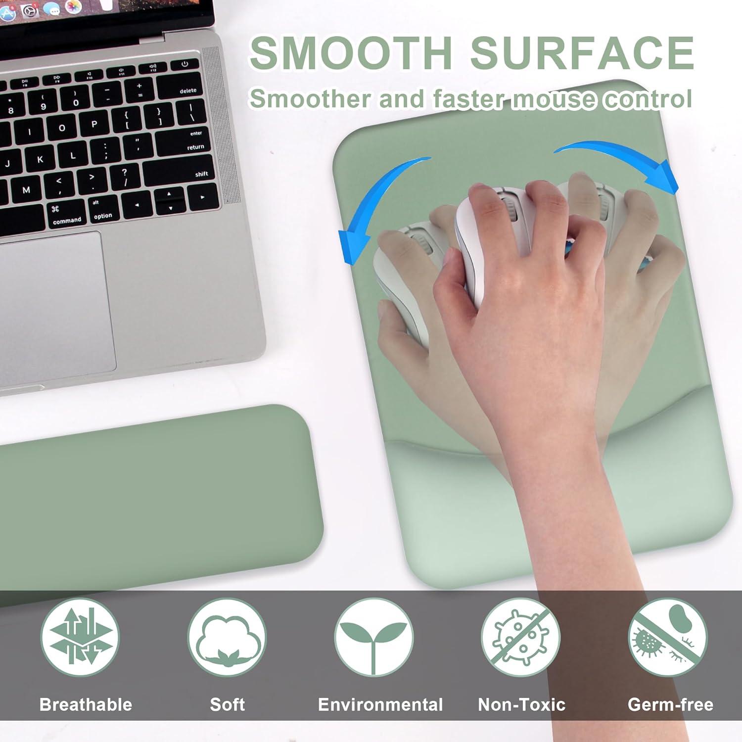 Almohadilla Ergonómica G JGOO con Reposamuñecas y Posavasos - Verde