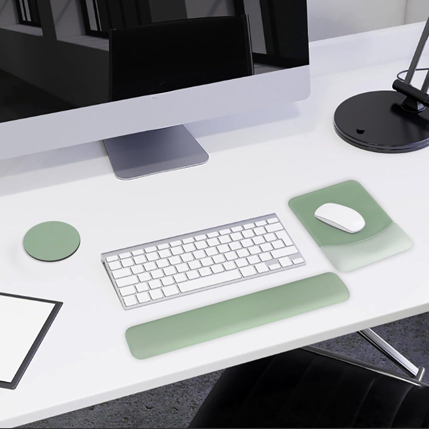 Almohadilla Ergonómica G JGOO con Reposamuñecas y Posavasos - Verde