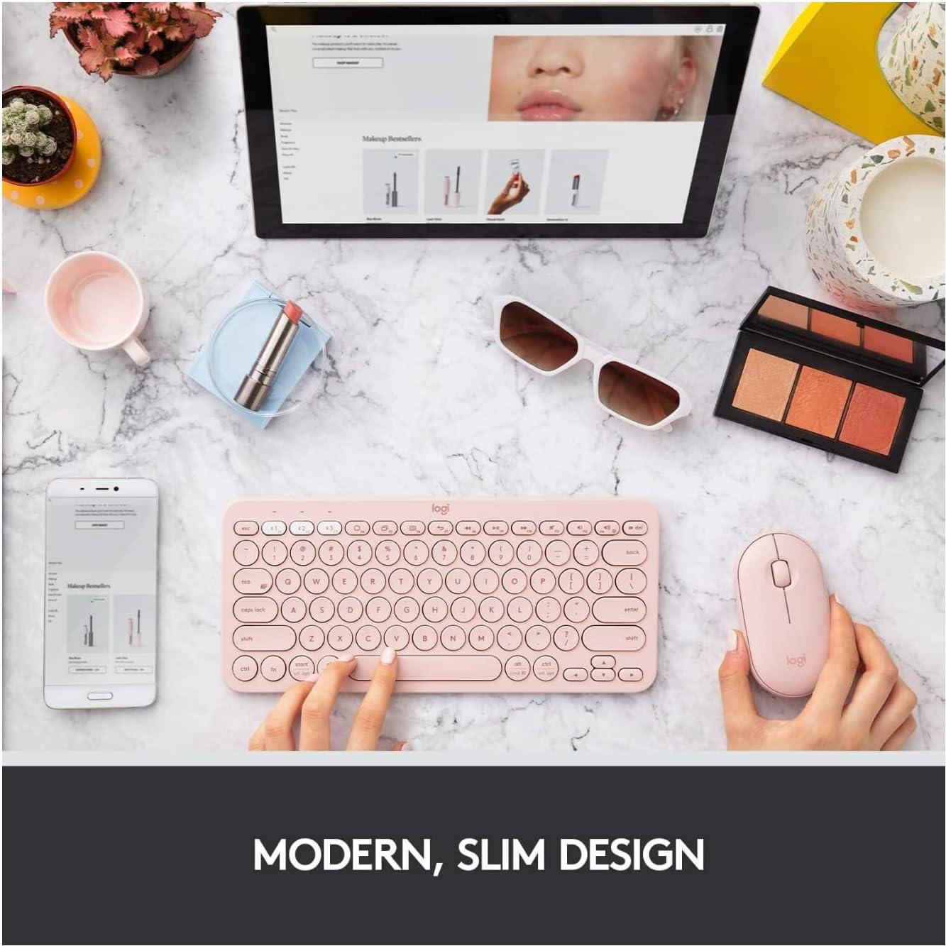 Ratón Inalámbrico Logitech Pebble M350 Rosa, Silencioso, 18 Meses Batería