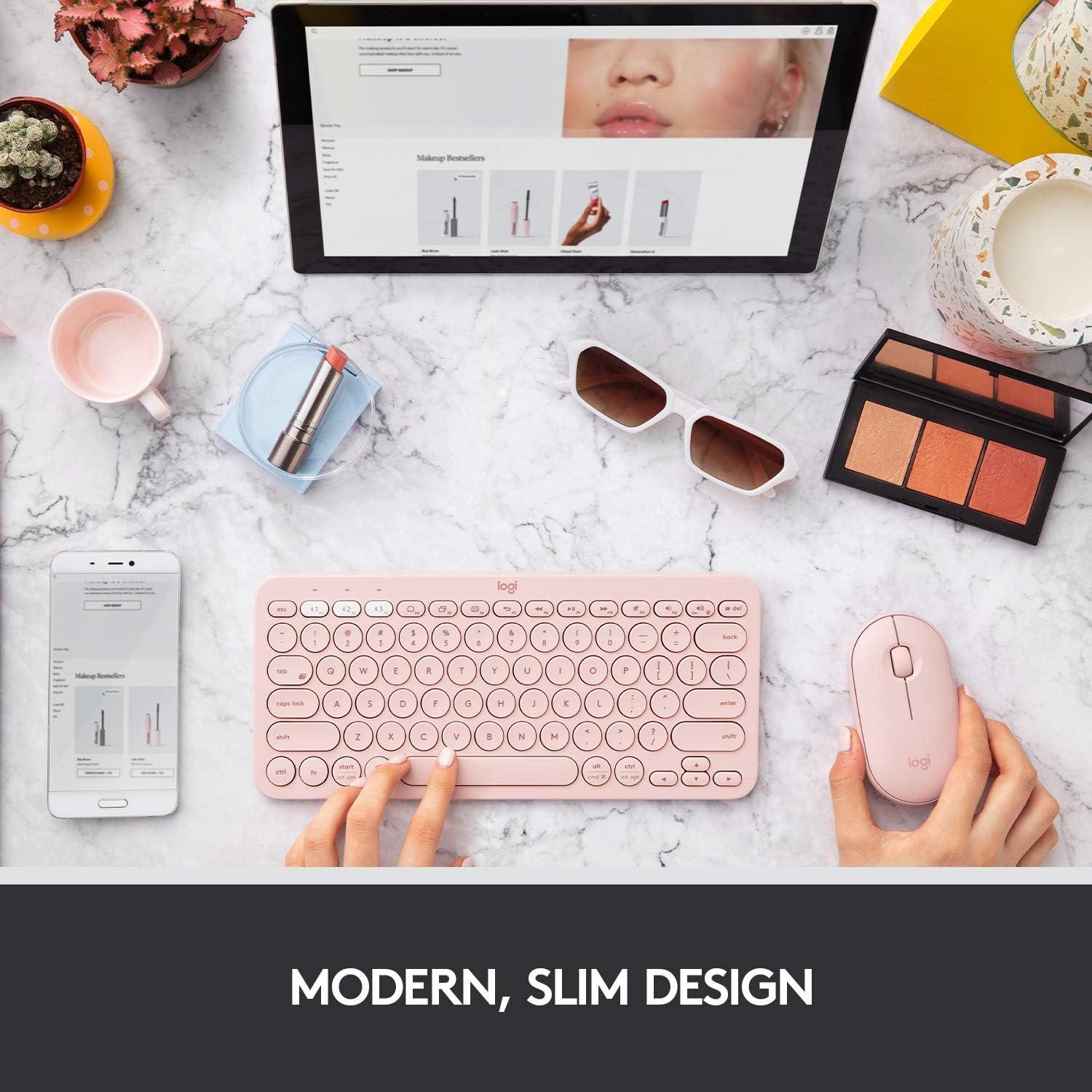 Ratón Inalámbrico Logitech Pebble M350 Rosa, Silencioso, 18 Meses Batería