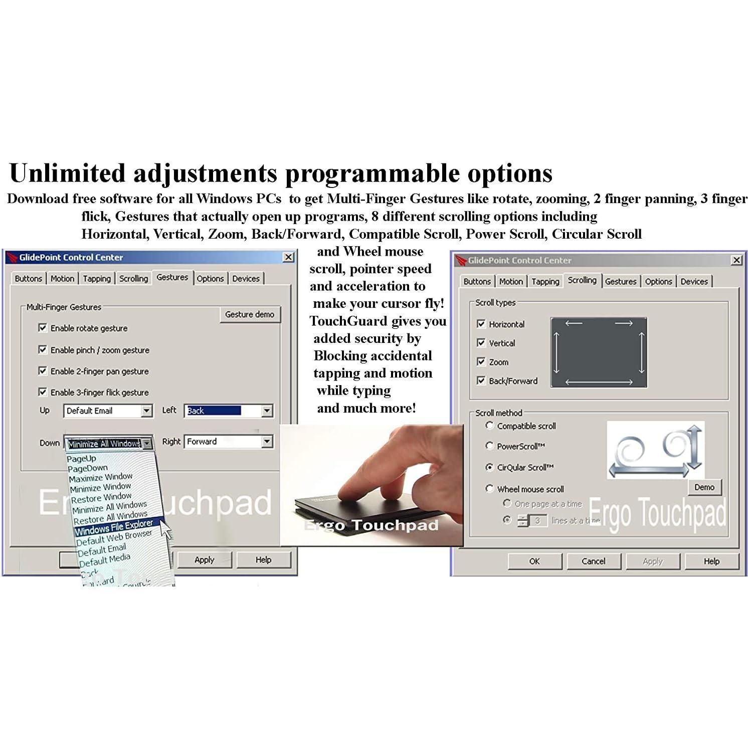 Touchpad Ergo ETP001BTP Bajo Perfil USB - Conectar y Usar