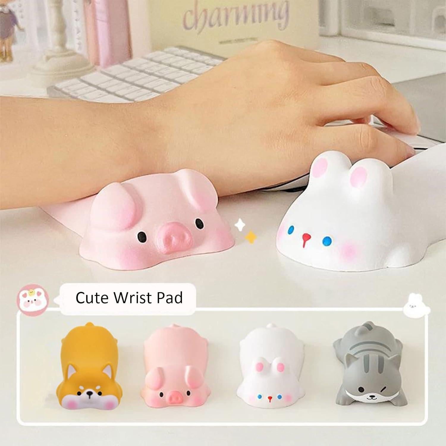 Reposamuñecas Ergonómico CHUYI Cerdo Rosa 2 Pcs Suave