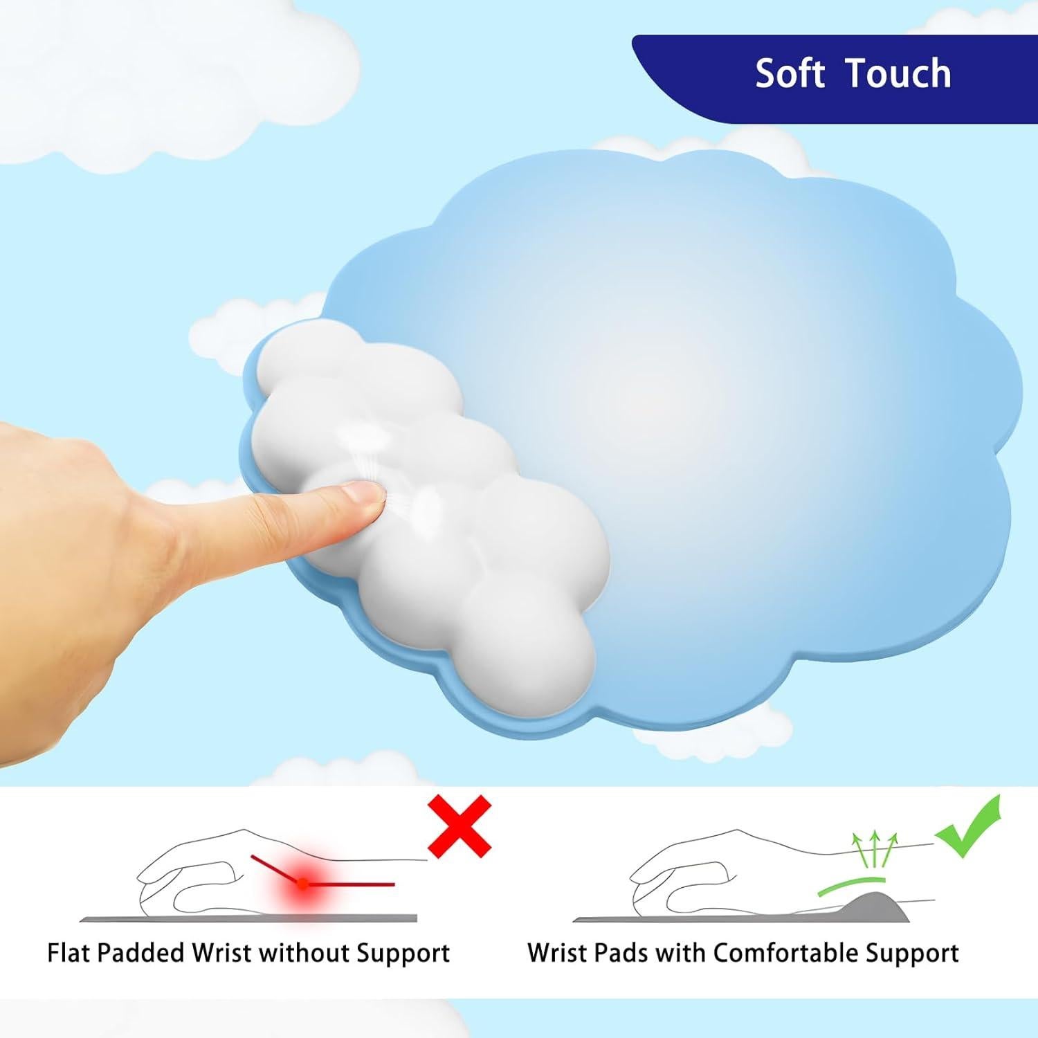 Almohadilla de Ratón Ergonómica HOTTYAO con Reposamuñecas Nube