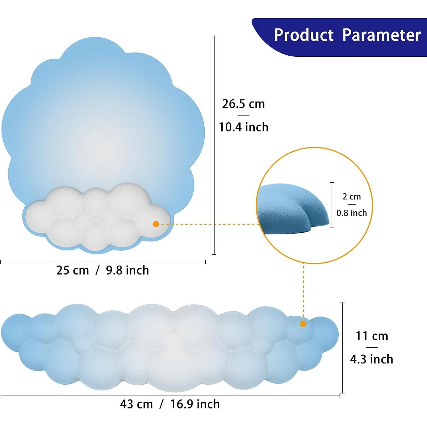 Almohadilla de Ratón Ergonómica HOTTYAO con Reposamuñecas Nube