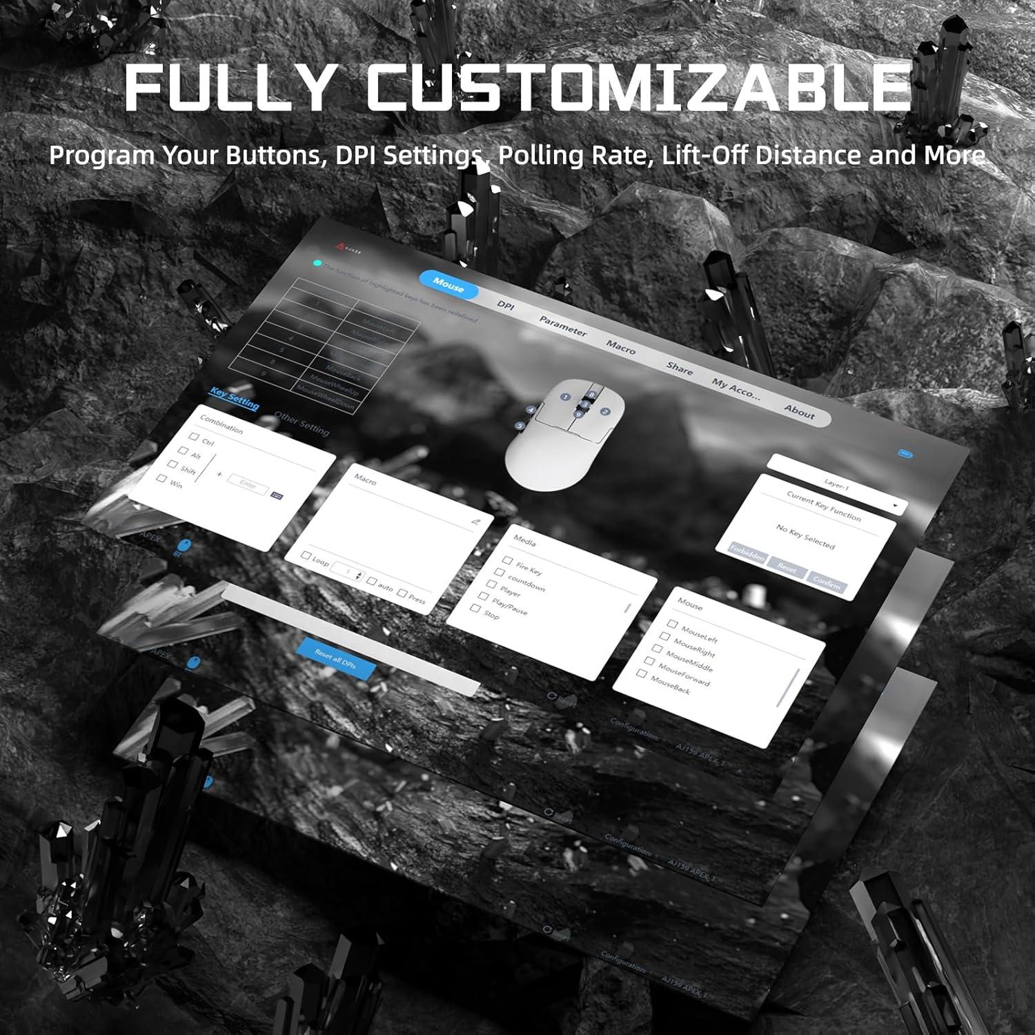 Ratón Inalámbrico AJAZZ AJ159 APEX 56g BT/USB-C 42K DPI