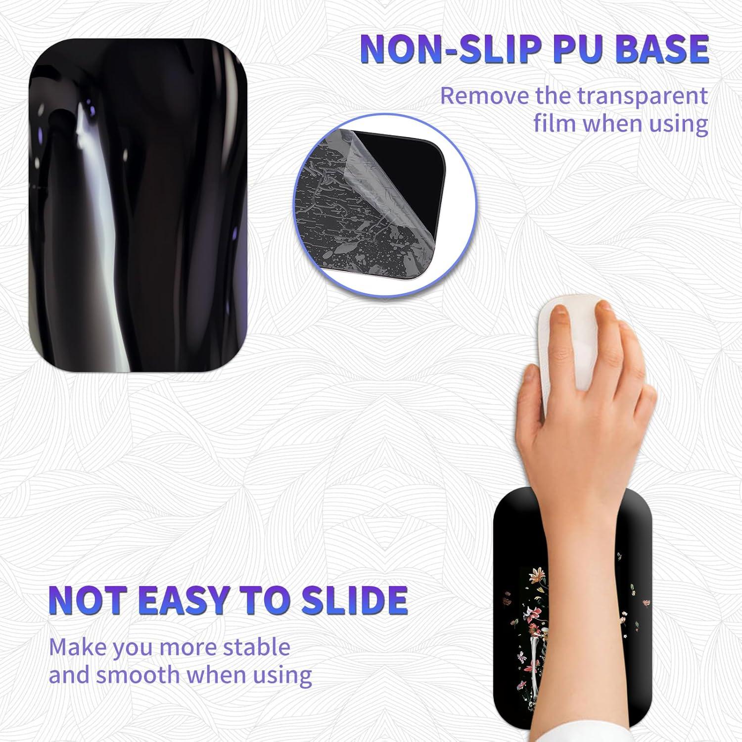 Juego de Alfombrillas de Ratón Ergonómicas BVDIKMI Calavera Floral