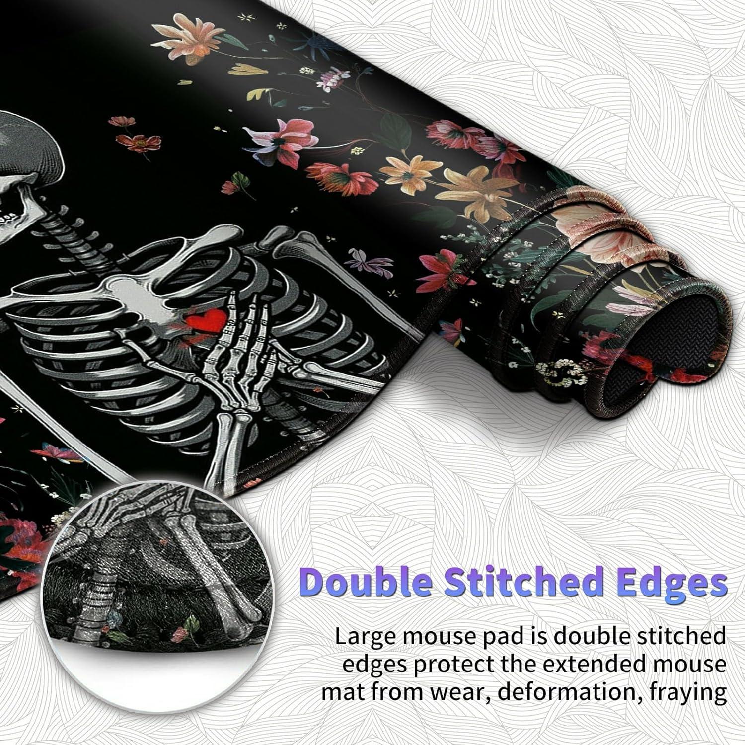 Juego de Alfombrillas de Ratón Ergonómicas BVDIKMI Calavera Floral