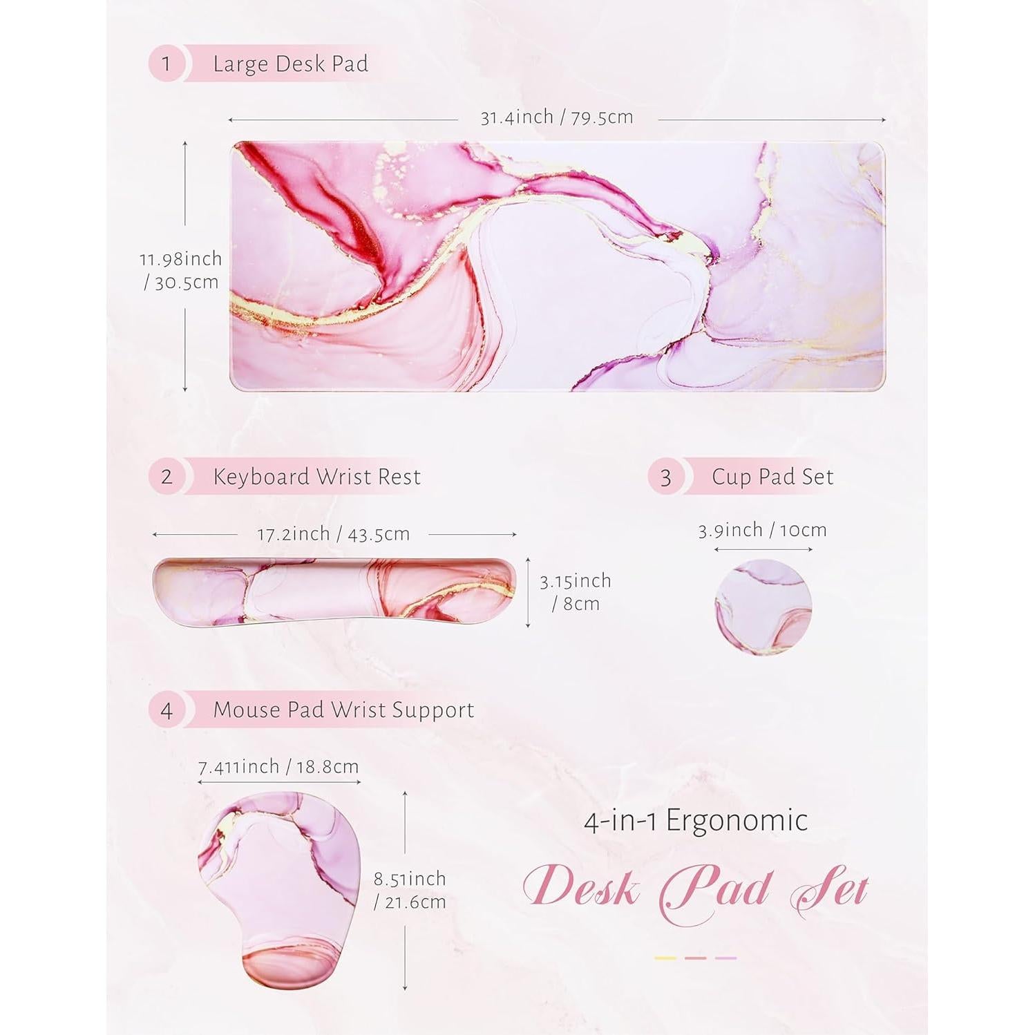 Juego de Alfombrilla de Teclado y Ratón GAUENEEN Rosa Ergonómica