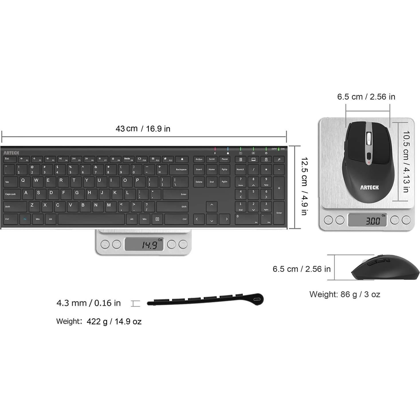 Combo Teclado y Ratón Inalámbrico Arteck HW192/MW167 Ergonómico