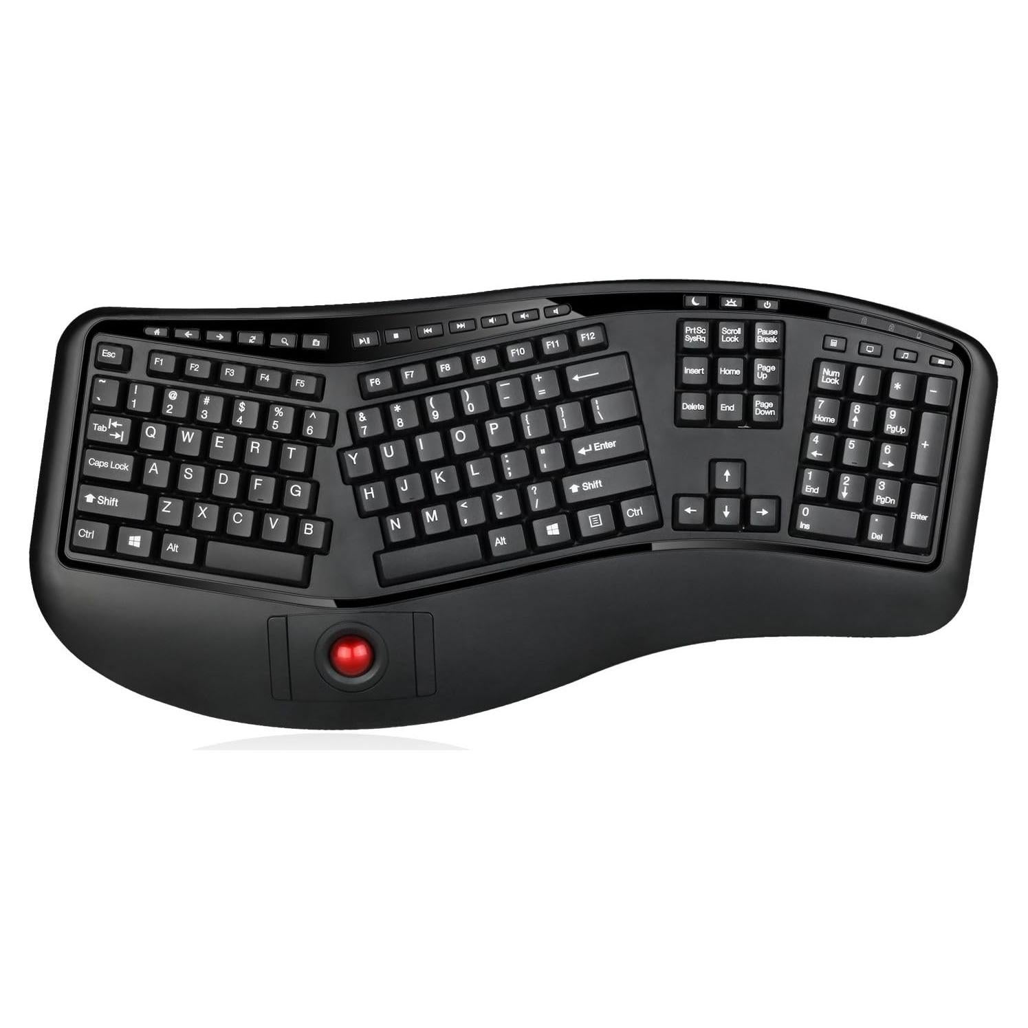 Teclado Ergonómico Inalámbrico Adesso WKB-3500UB con Trackball