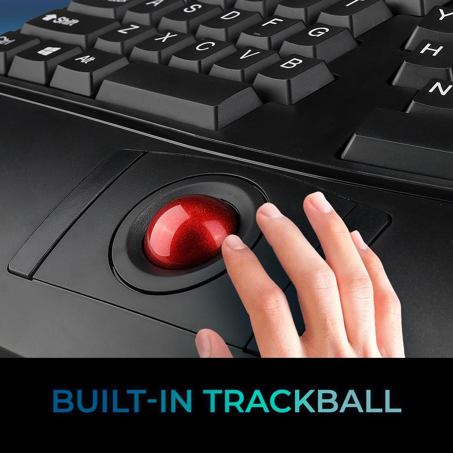 Teclado Ergonómico Inalámbrico Adesso WKB-3500UB con Trackball