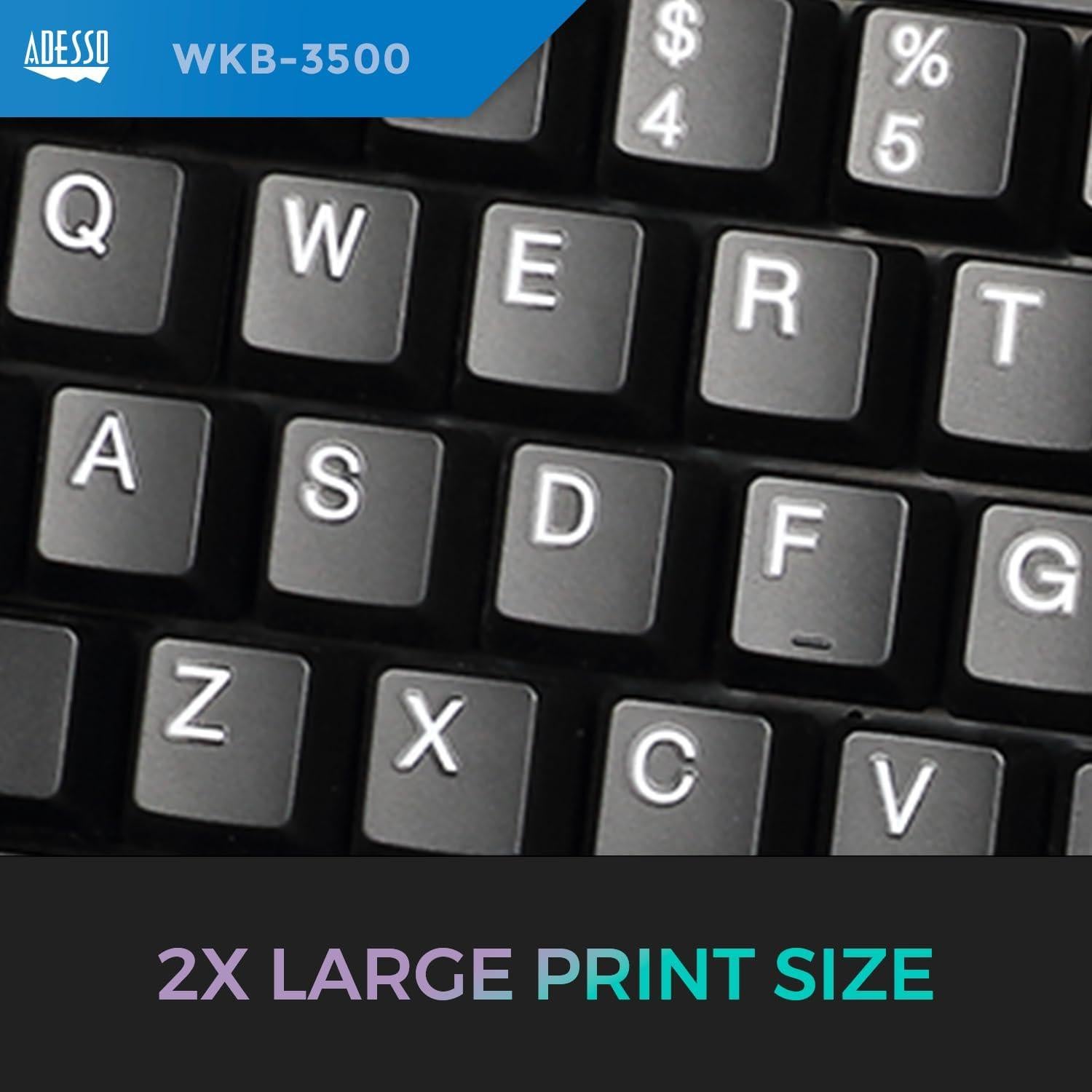 Teclado Ergonómico Inalámbrico Adesso WKB-3500UB con Trackball