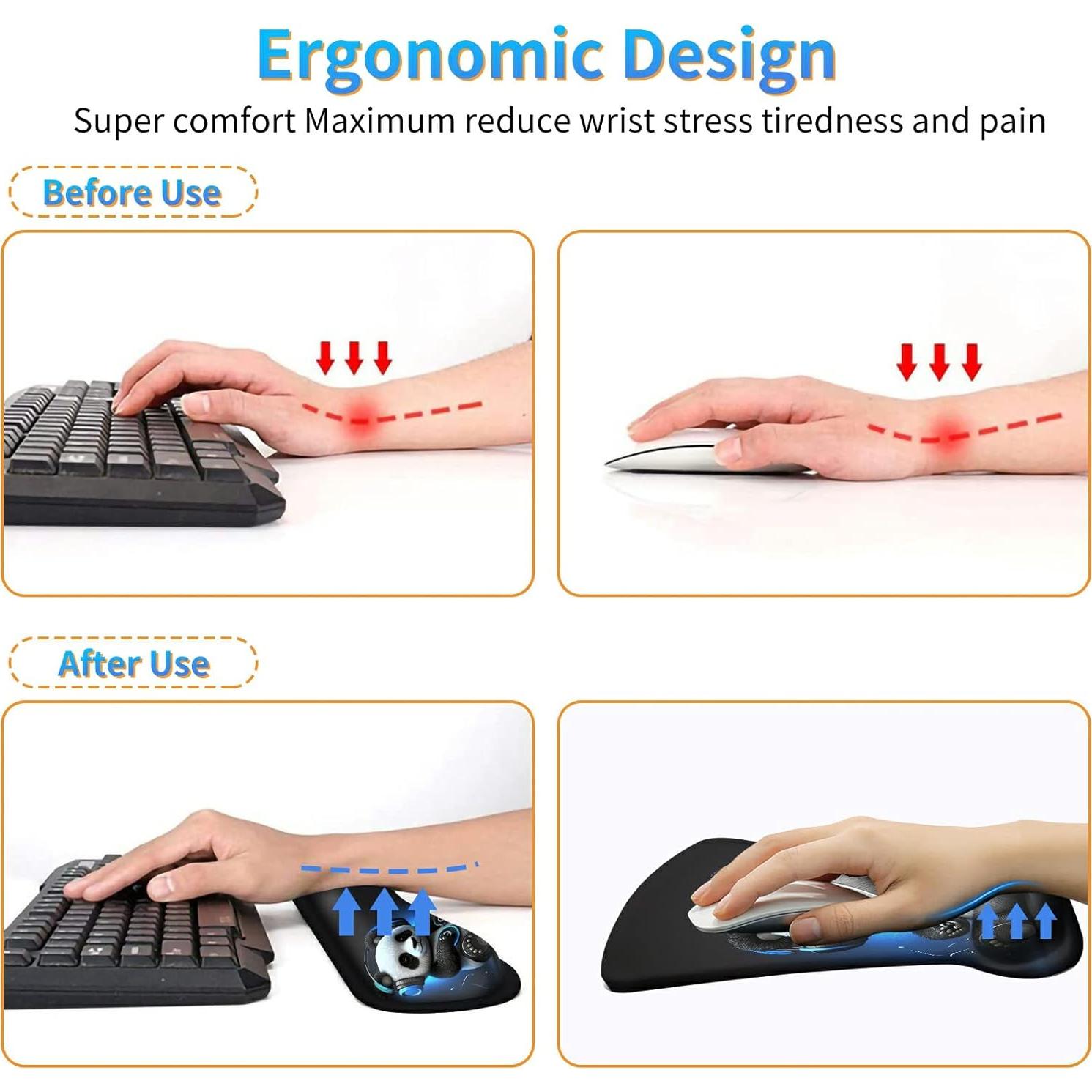 Alfombrilla de Ratón Ergonómica Dikoer con Soporte para Muñeca