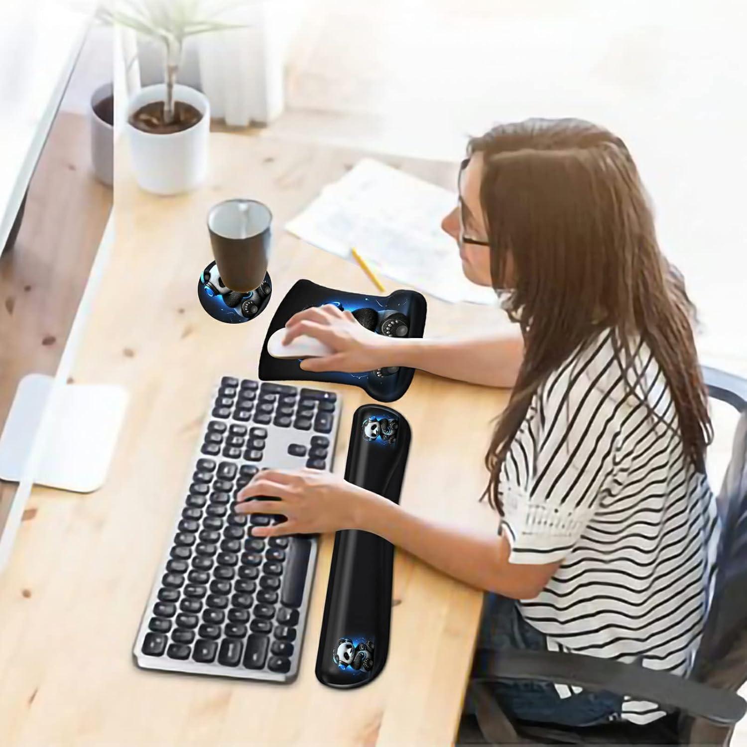 Alfombrilla de Ratón Ergonómica Dikoer con Soporte para Muñeca