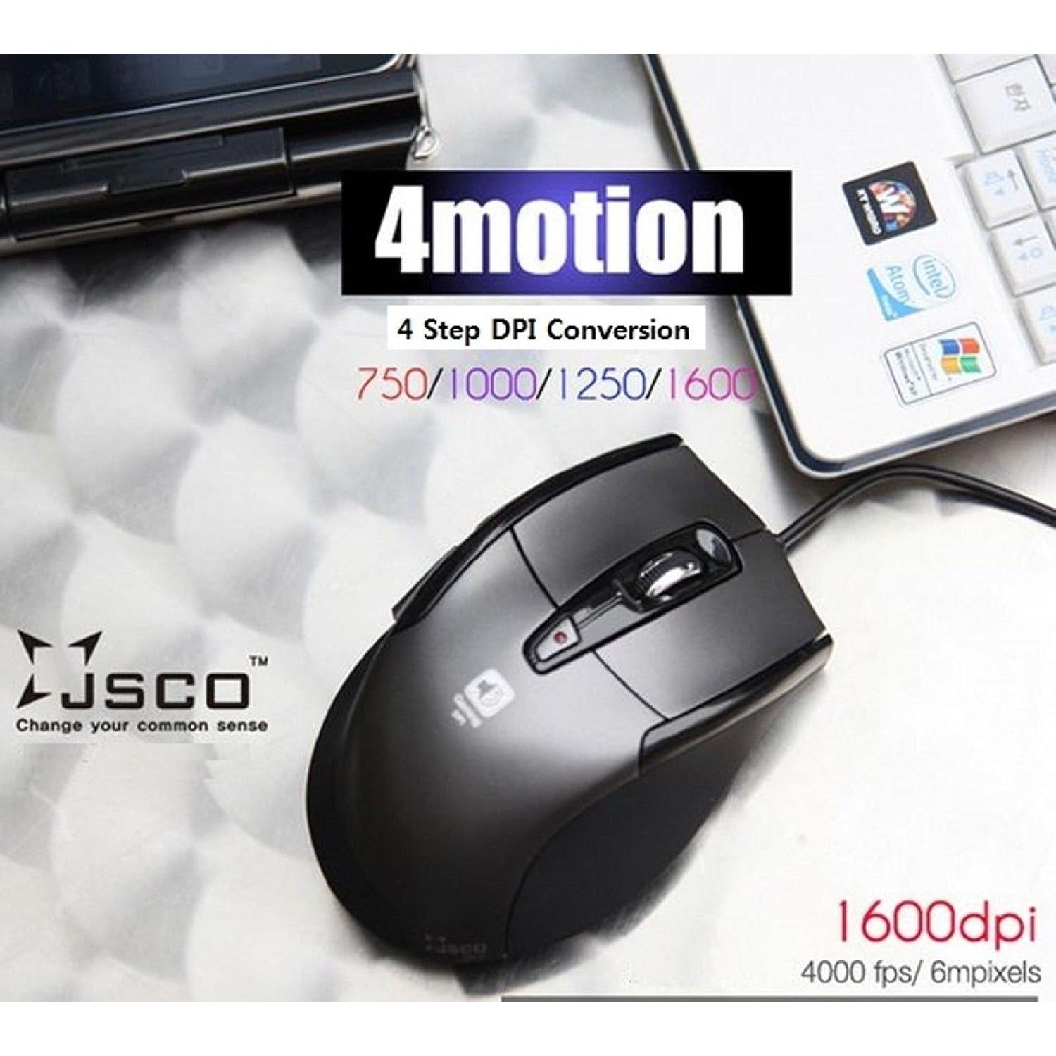 Ratón Óptico Gaming USB Silencioso JSCO JNL-101K 1600 DPI