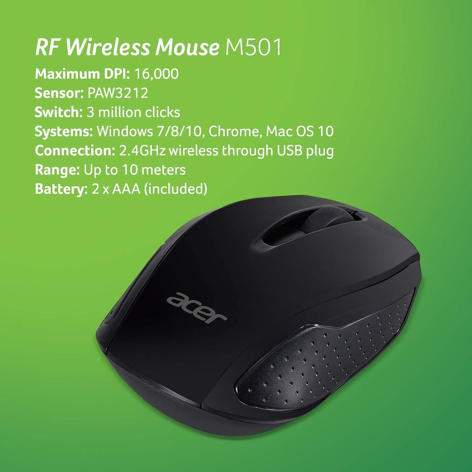 Ratón Inalámbrico Acer M501 Negro Certificado para Chromebook