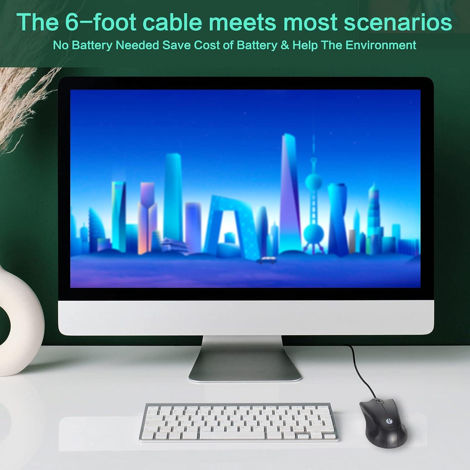 Ratón USB VCOM DM114 Ergonómico 1200 DPI Negro 1.8 m