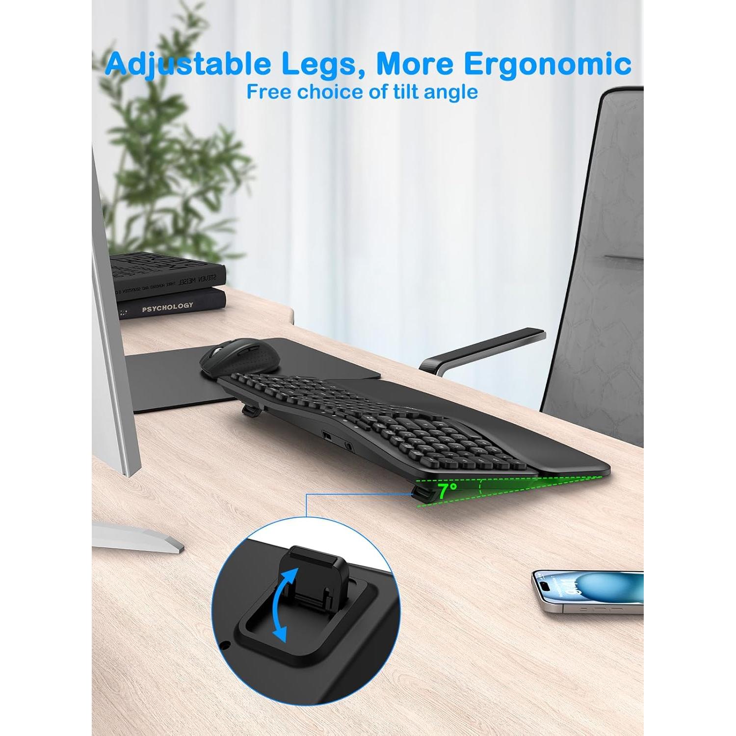 Combo Teclado y Ratón Inalámbrico Ergonómico E-YOOSO 2.4G